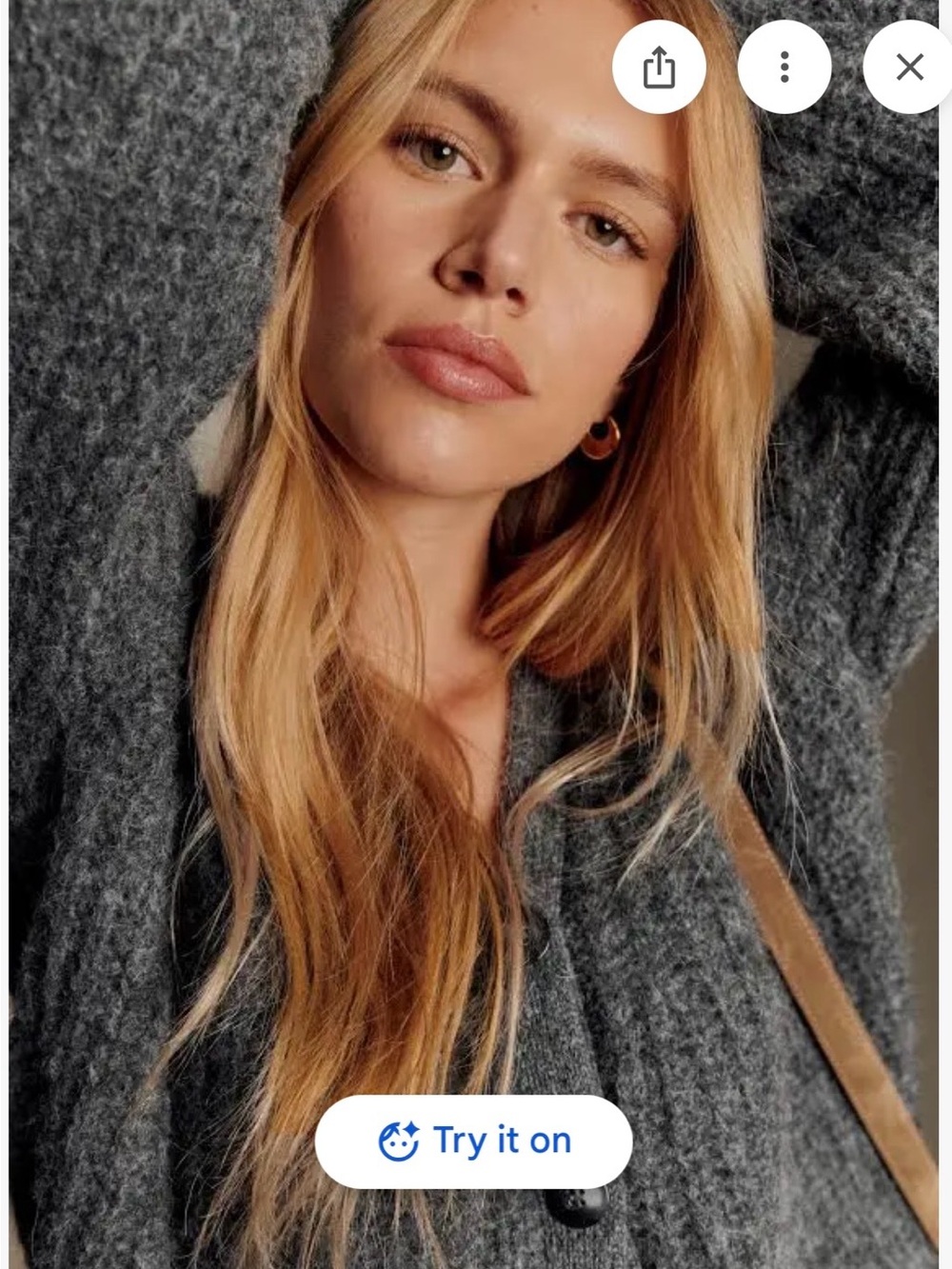 Sezane Charcoal Textured Button-Front cardigan - Picture 2 of 8